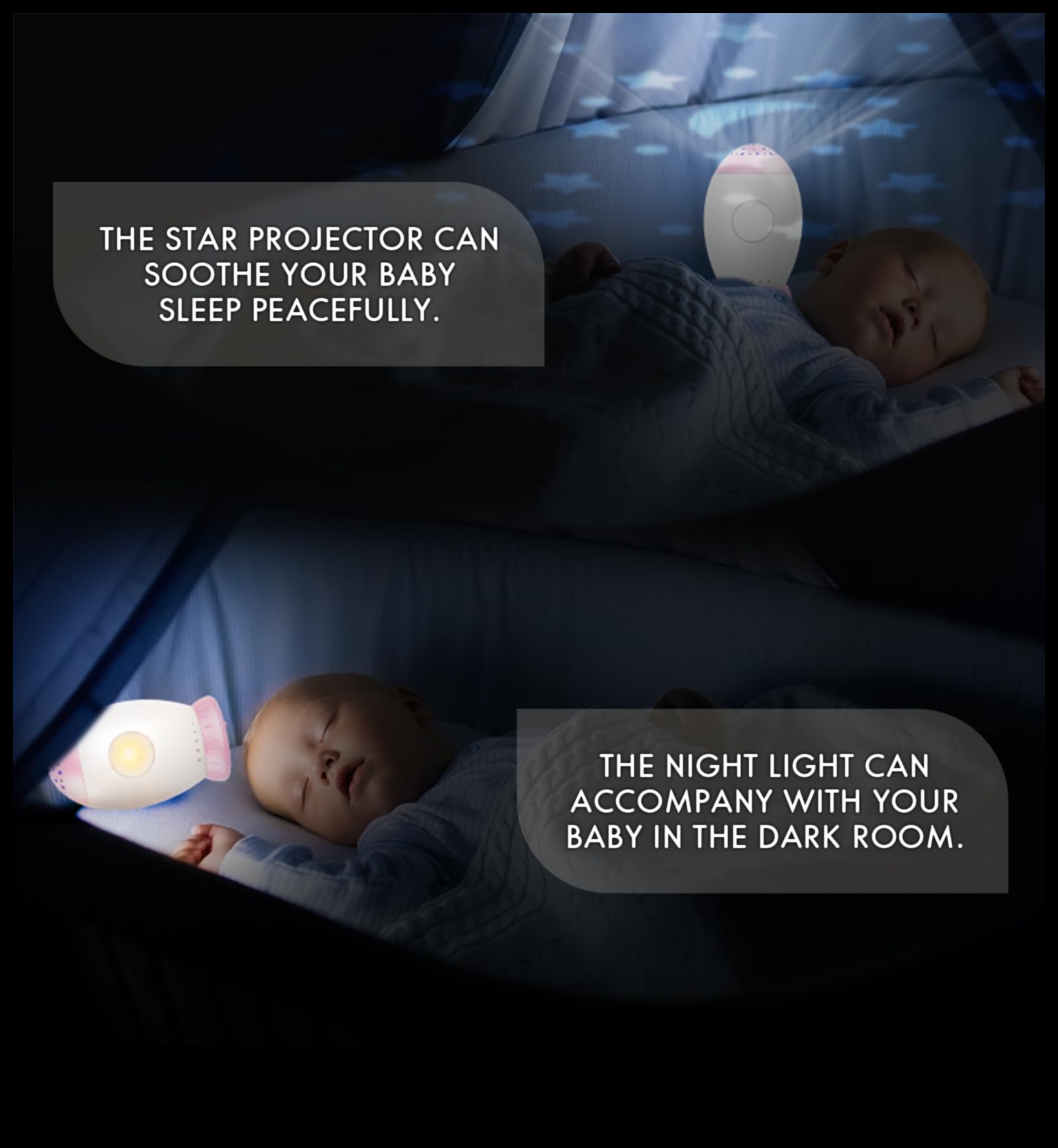 Miegainās zvaigznes: ievediet mazuli uz rāmām un mierīgām naktīm